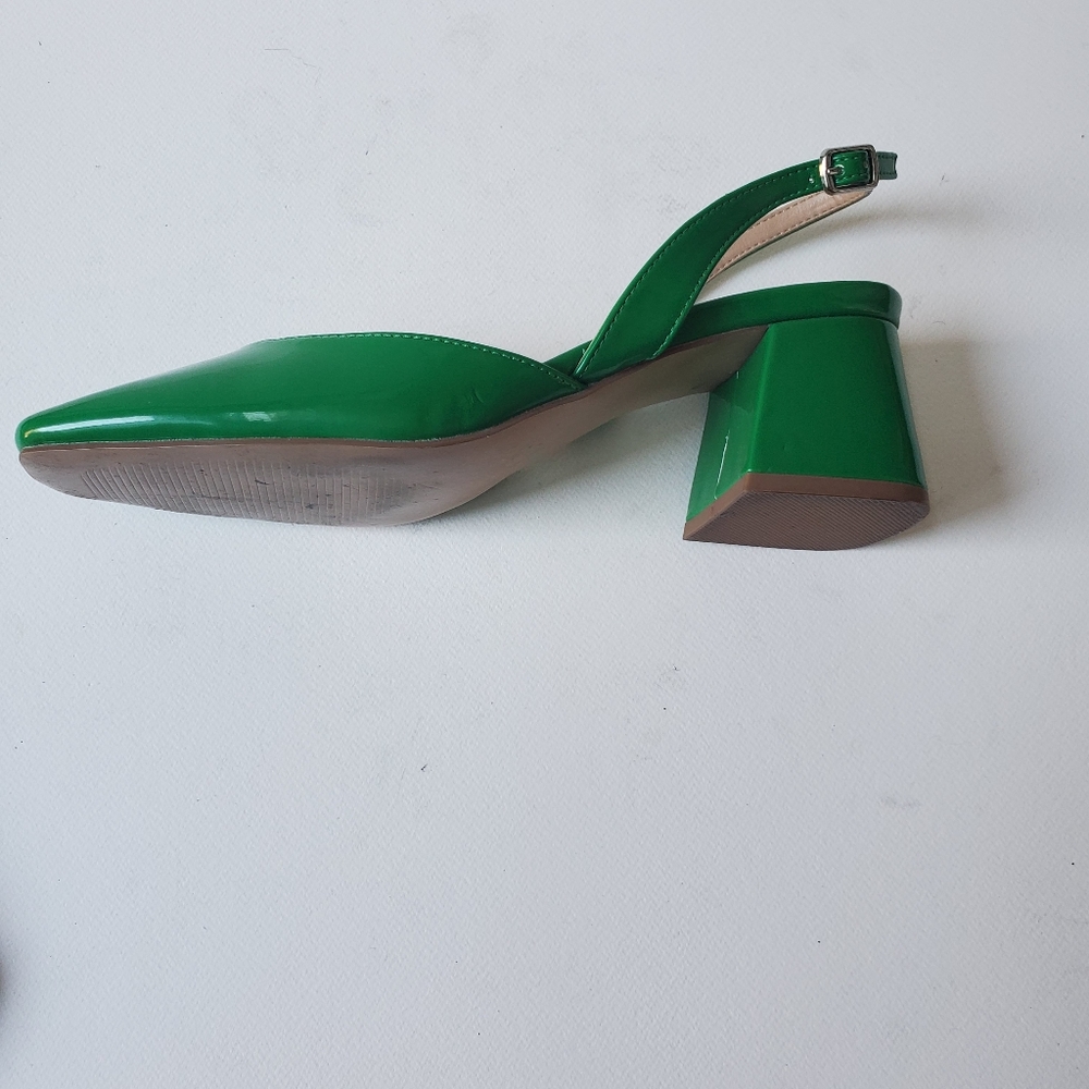 MADDEN GIRL NOVVAA SLINGBACK GREEN PATENT BLOCK HEEL SHOE - Picture 7 of 11